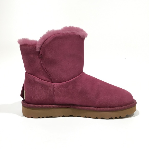 UGG CLASSIC MINI TWIST SUEDE / SHEEPSKIN ANKLE BOOTS -BOUGAINVILLEA -US 7 - Picture 4 of 9